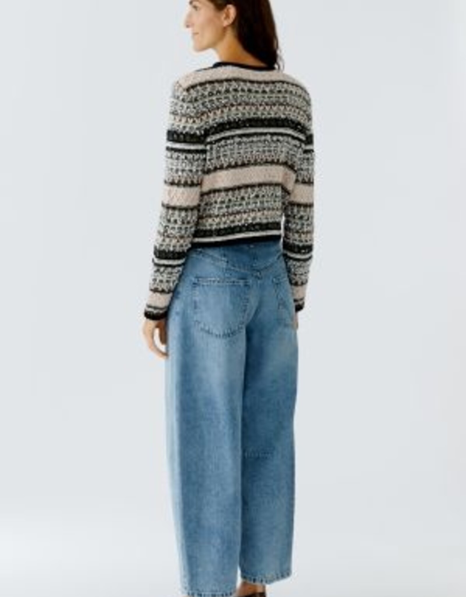 Oui Vest rose Grijs en Zwart Motief