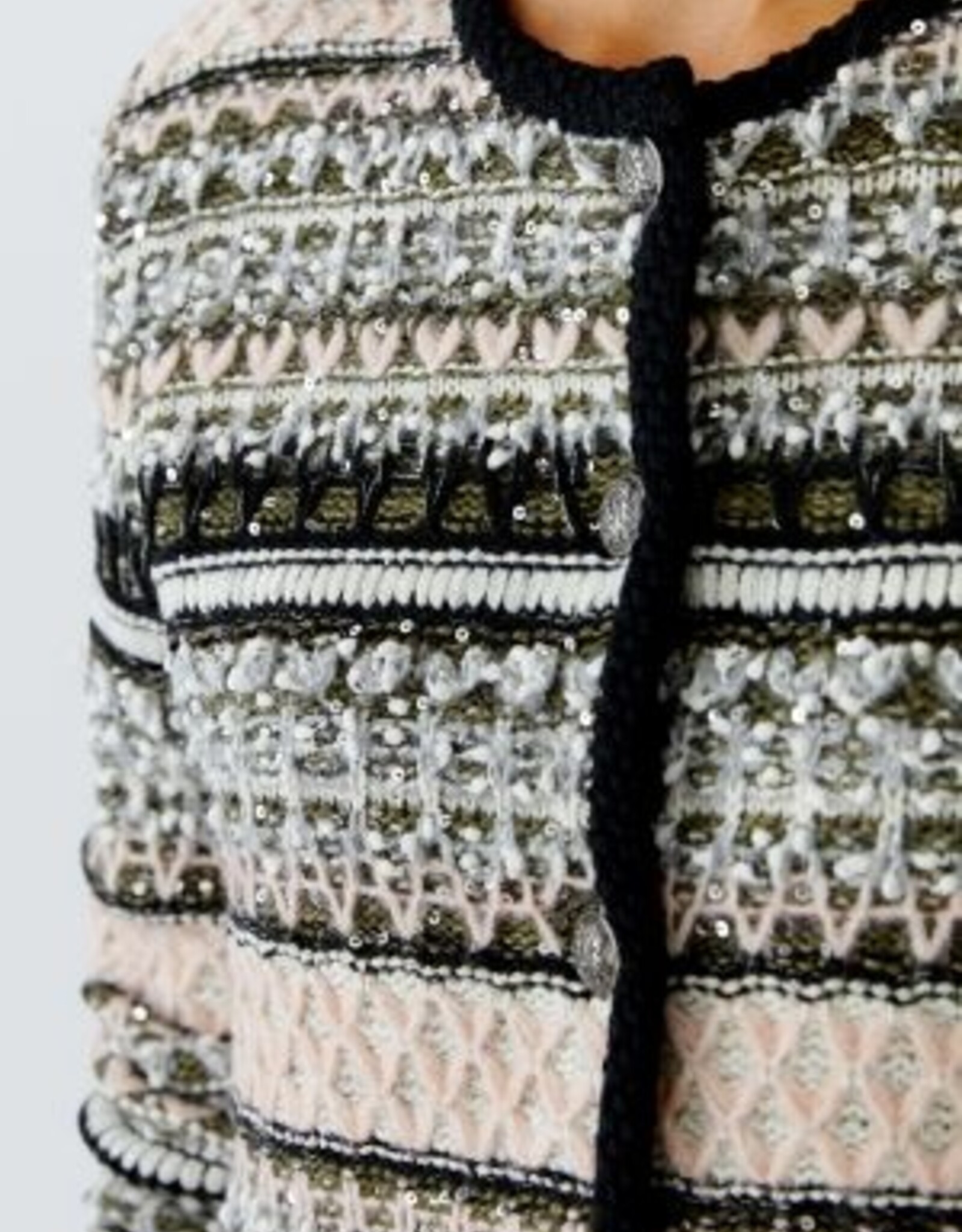 Oui Vest rose Grijs en Zwart Motief