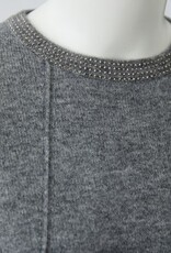 Oui Pullover 86044 Grijs R Hals met Strass
