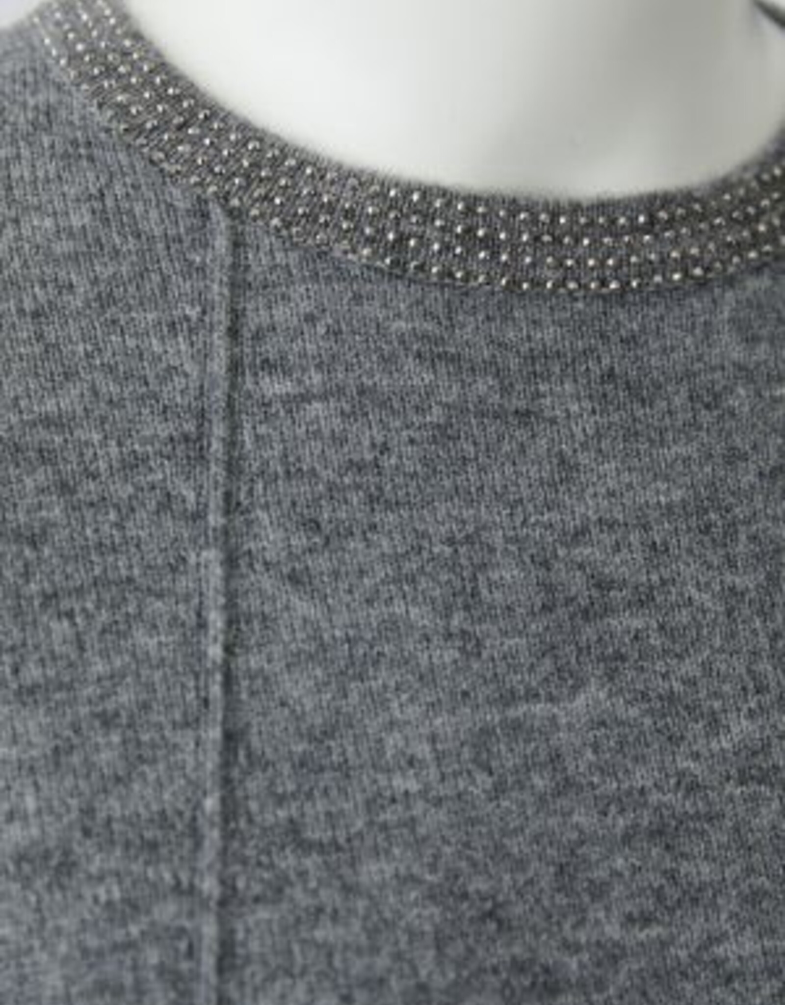 Oui Pullover 86044 Grijs R Hals met Strass