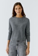 Oui Pullover 86044 Grijs R Hals met Strass