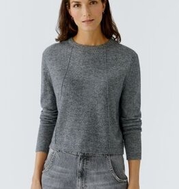 Oui Pullover 86044 Grijs R Hals met Strass