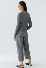 Oui Pullover 86044 Grijs R Hals met Strass