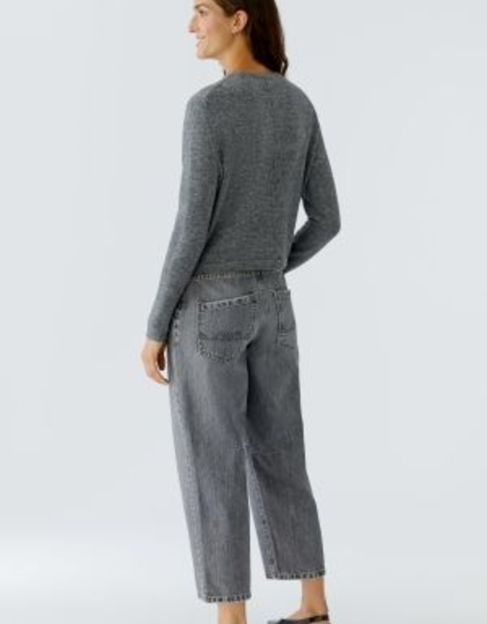 Oui Pullover 86044 Grijs R Hals met Strass