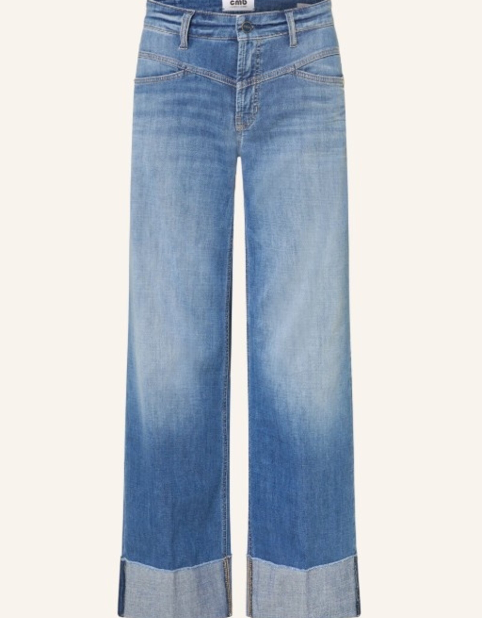 Cambio Jeans Antonia Wijd Model Omslag Mid Blue Splint