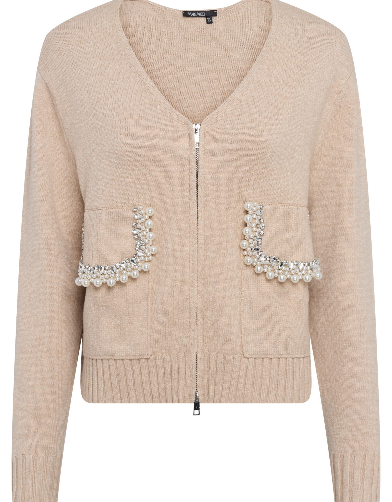 Marc Aurel Vest Rits Zakken Met Parels Biscuit Varied Melange