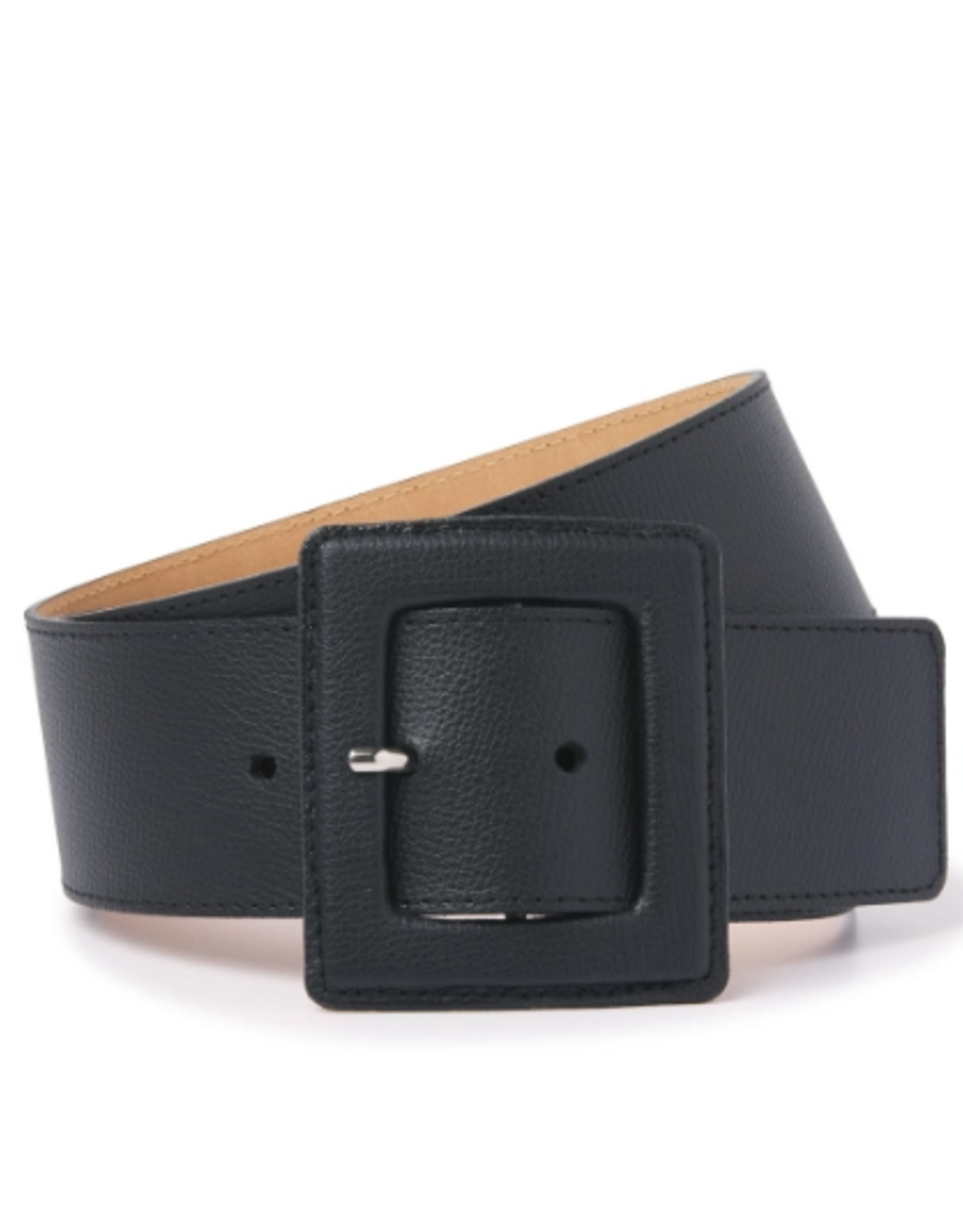 Angelo de Lombardi Ceintuur Zwart Vierkante Gesp