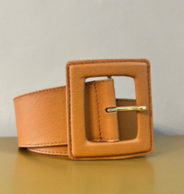 Angelo de Lombardi Ceintuur Beklede Viekant Gesp Cognac Breed