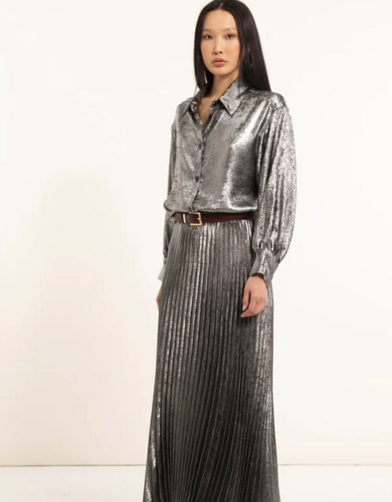 Maria Bellentani Rok Soleil Plisse Silver Argento