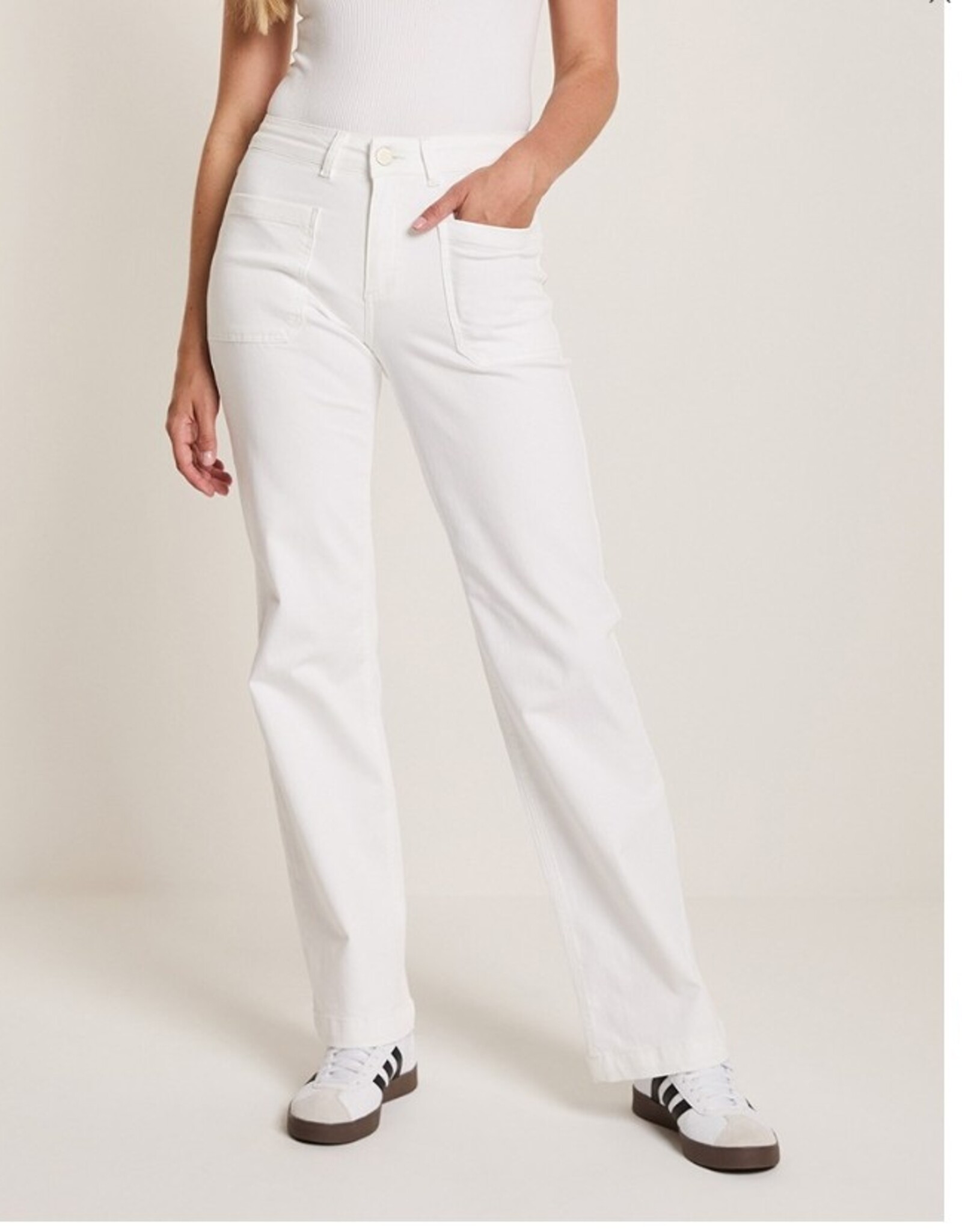Para MI Eve Pocket Color Denim  Wide Leg White