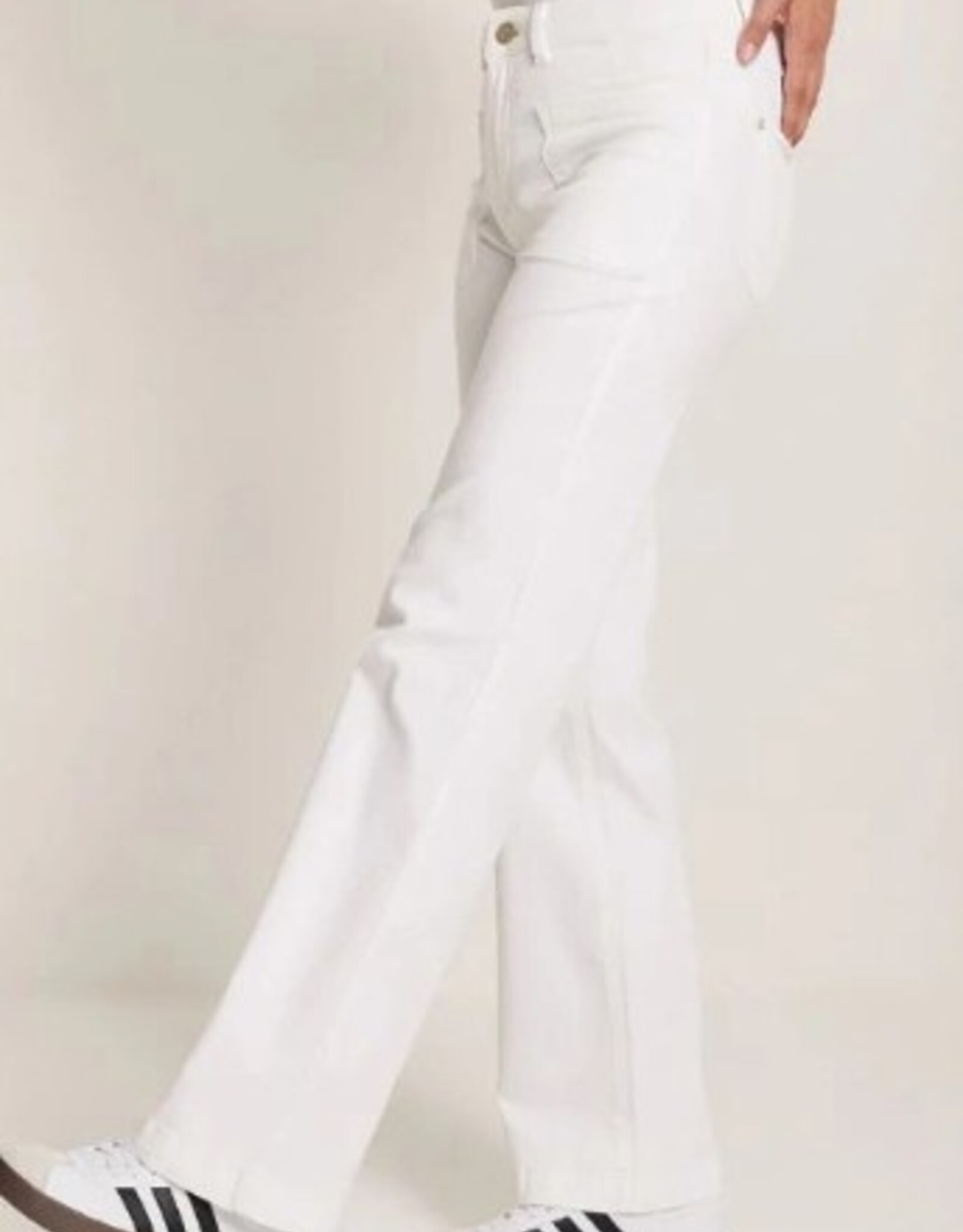 Para MI Eve Pocket Color Denim  Wide Leg White