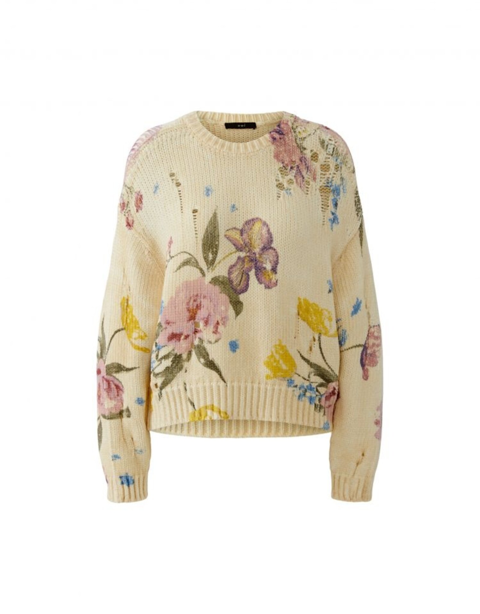 Oui Pullover Bloem Print Pastel Tinten