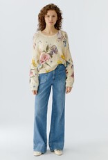 Oui Pullover Bloem Print Pastel Tinten