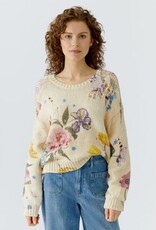 Oui Pullover Bloem Print Pastel Tinten