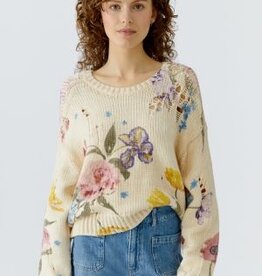Oui Pullover Bloem Print Pastel Tinten