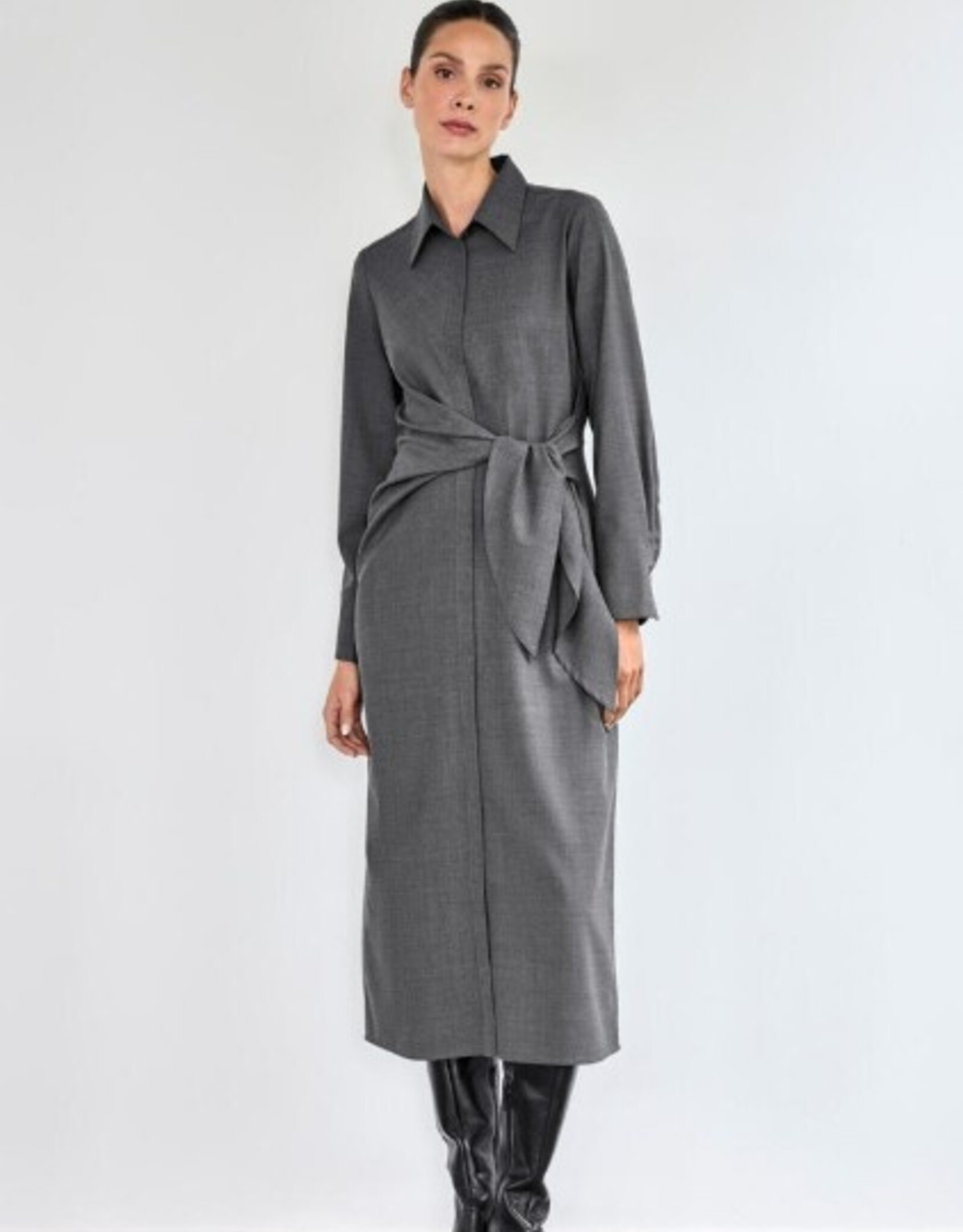 LaSalle Jurk Kraagje en Strik Grey