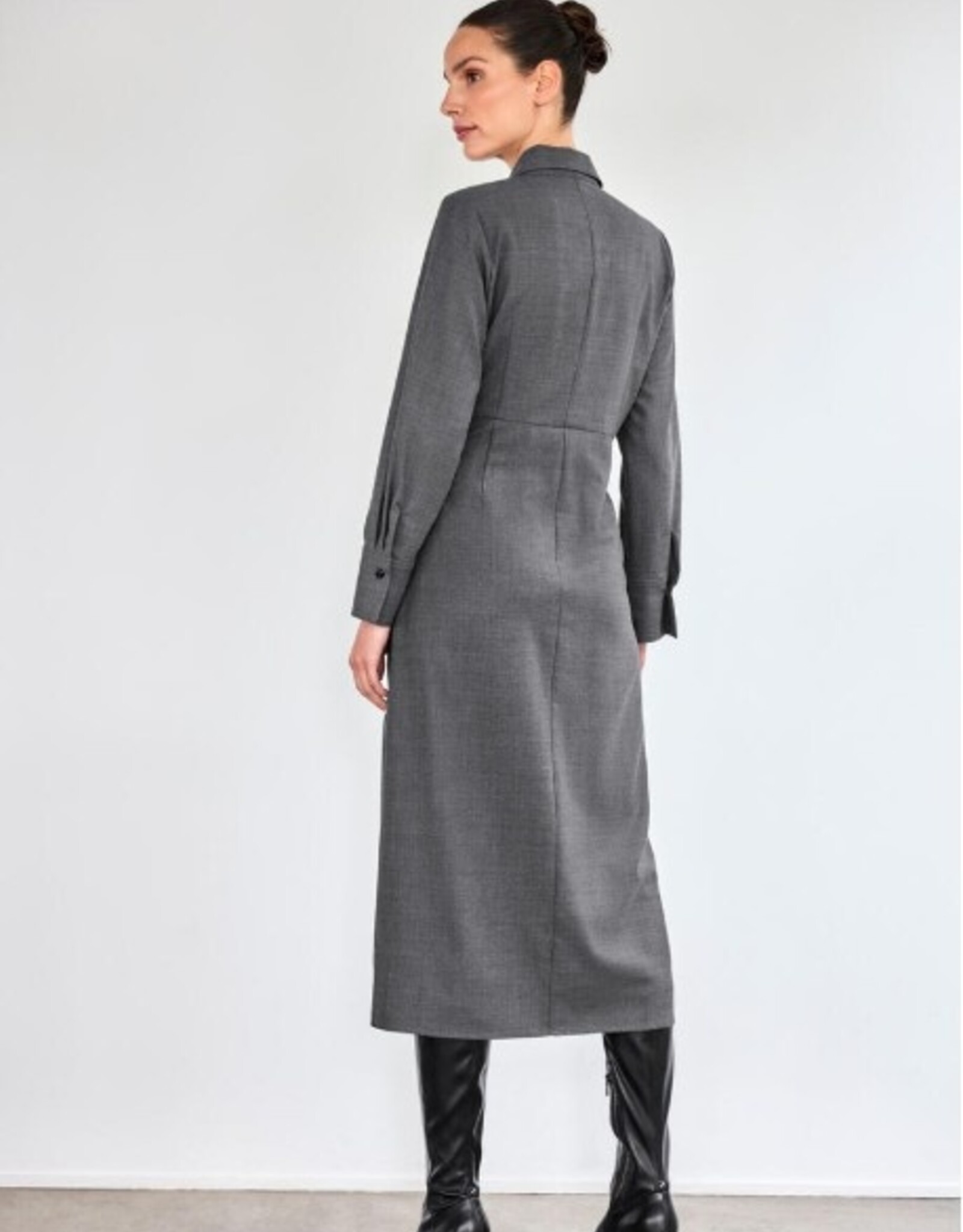 LaSalle Jurk Kraagje en Strik Grey