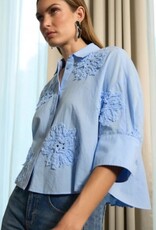 Marc Aurel Blouse Kort Wijd Embroid L.Blauw