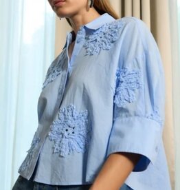 Marc Aurel Blouse Kort Wijd Embroid L.Blauw