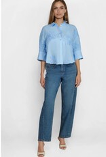Marc Aurel Blouse Kort Wijd Embroid L.Blauw