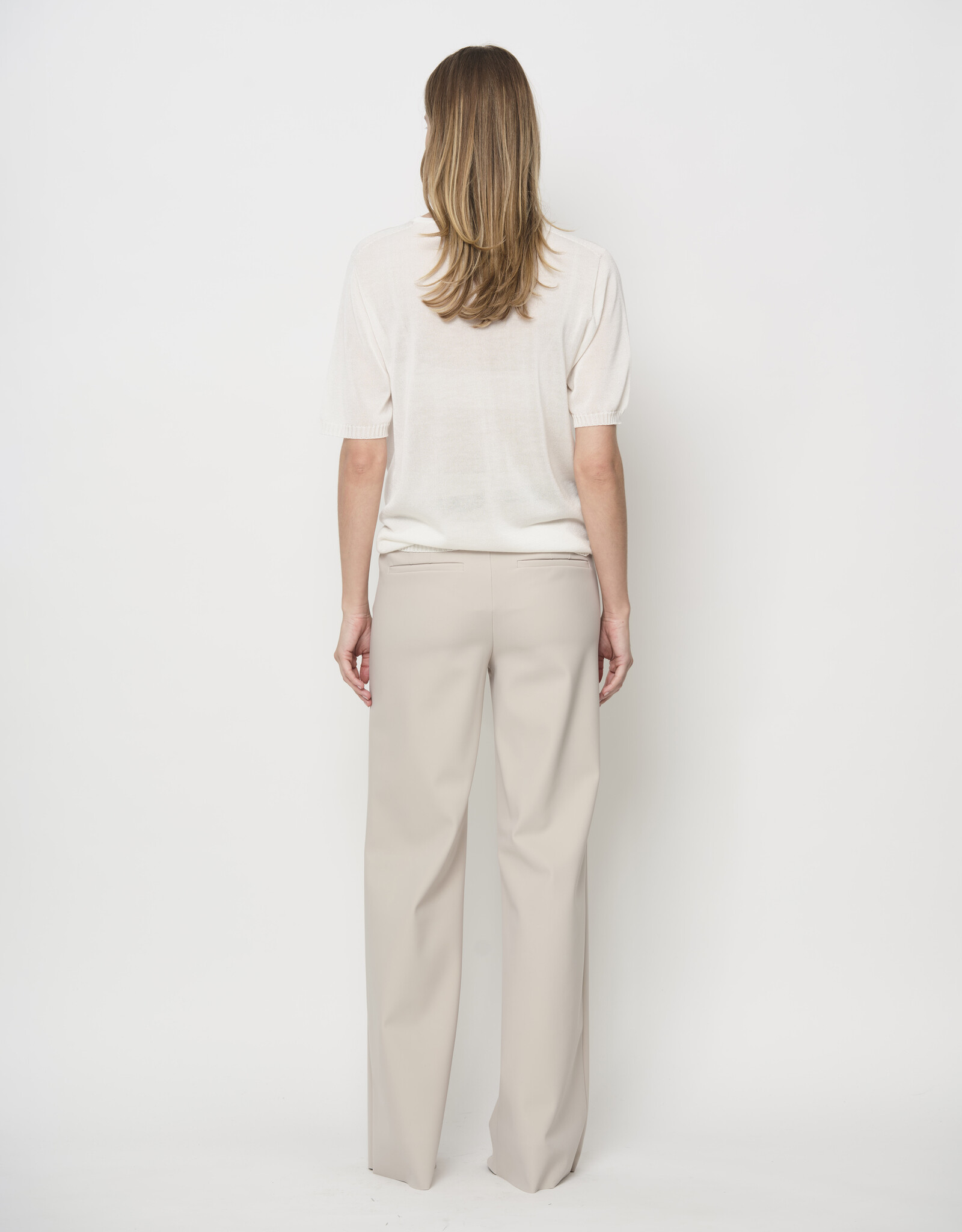 LaSalle Pantalon Wide Leg Travel Jersey Naturel