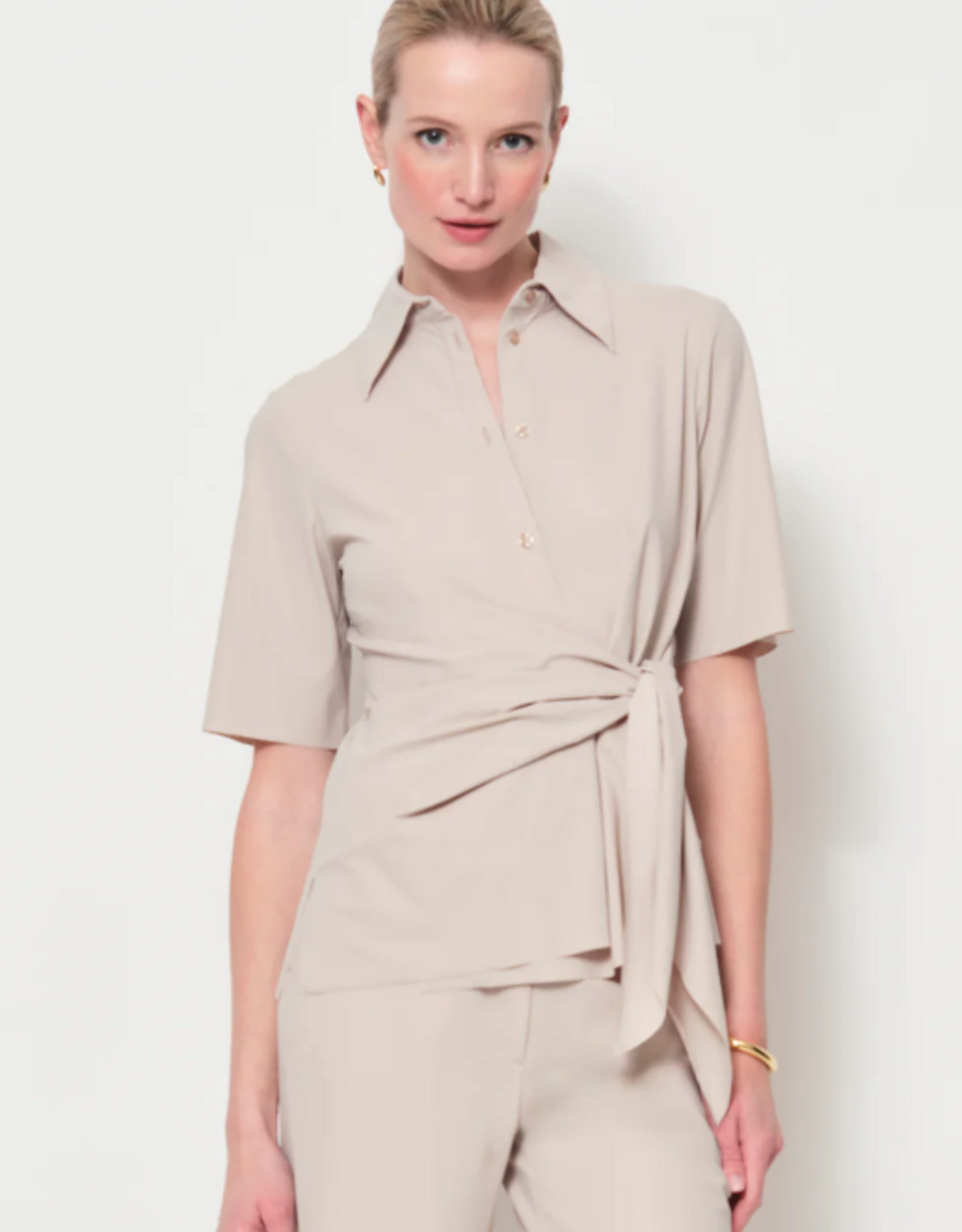 LaSalle Blouse Side Wrap Travel Jersey Naturel