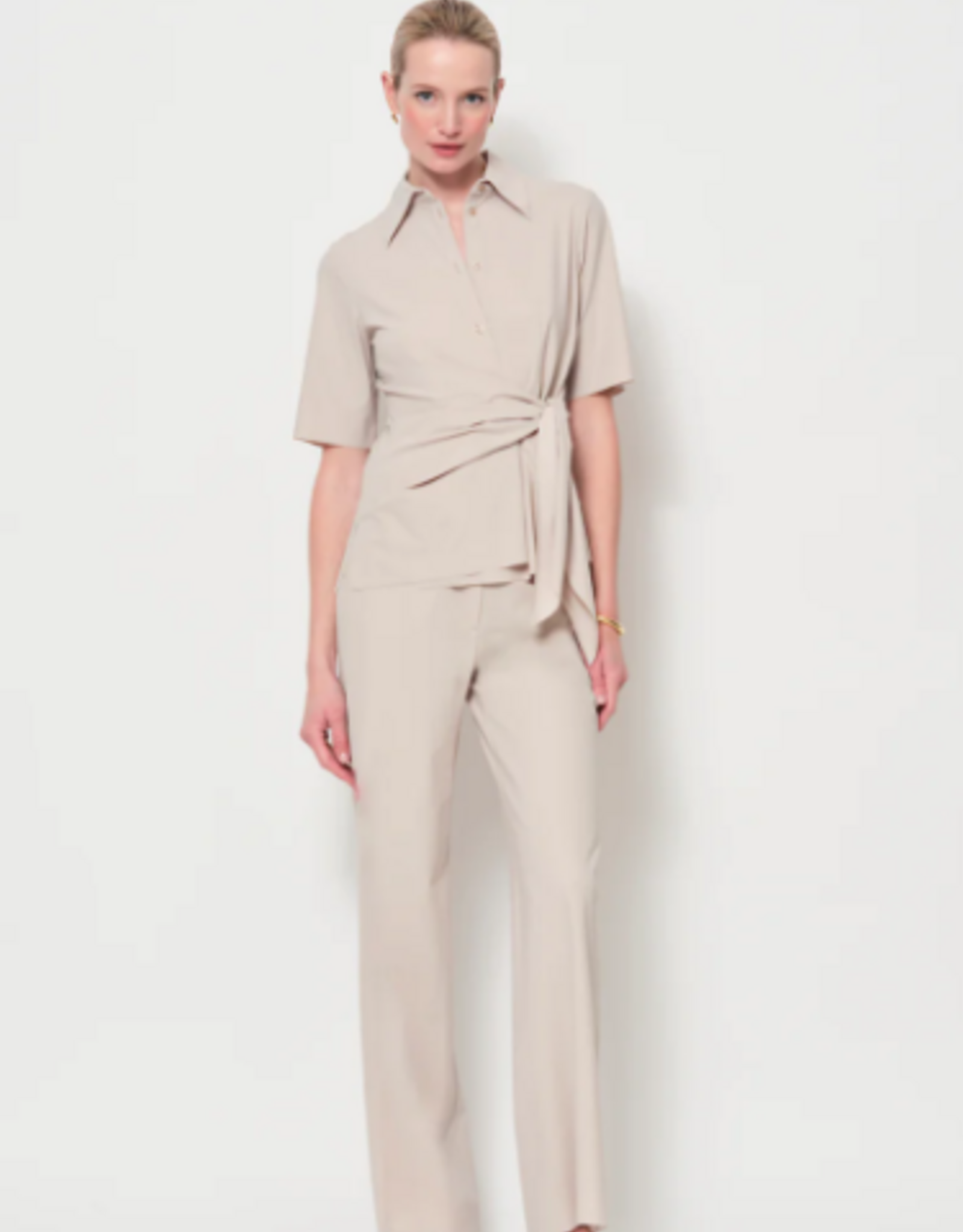 LaSalle Blouse Side Wrap Travel Jersey Naturel