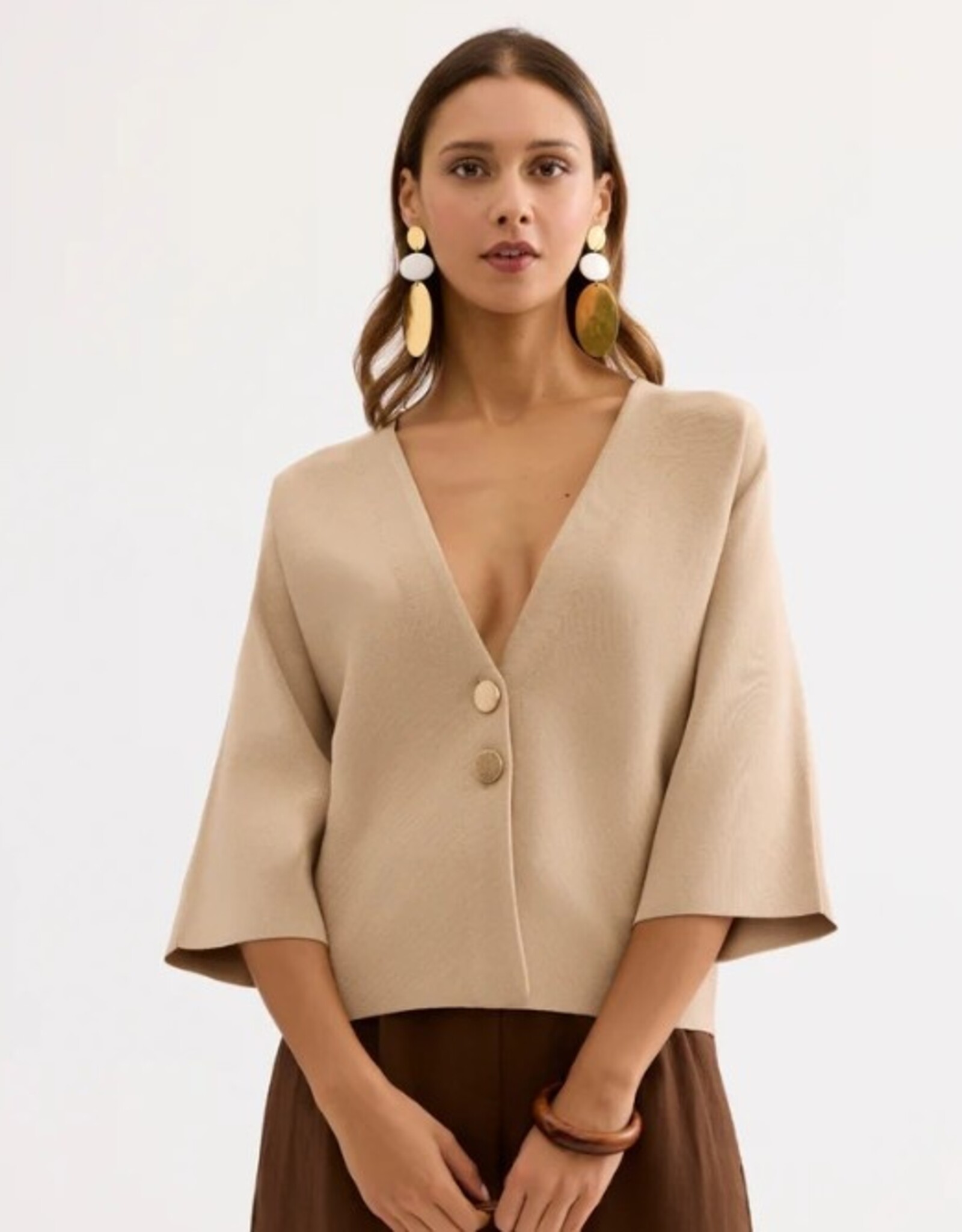 Leo&Ugo Vest Jasje Marie  Camel 7/8 Mouw