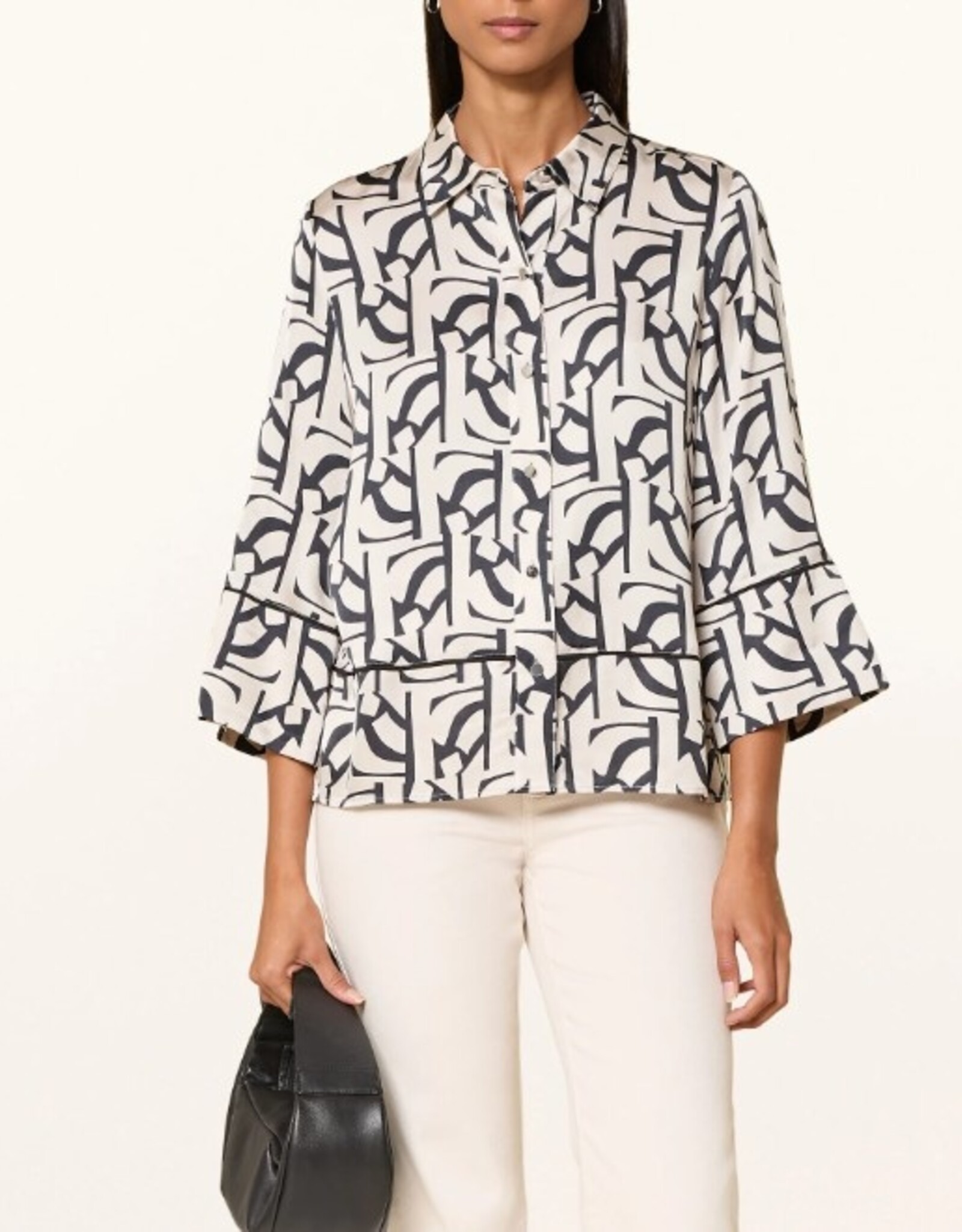Marc Aurel Blouse Jasje Wijde Mouw Grafische Print Crème Varied