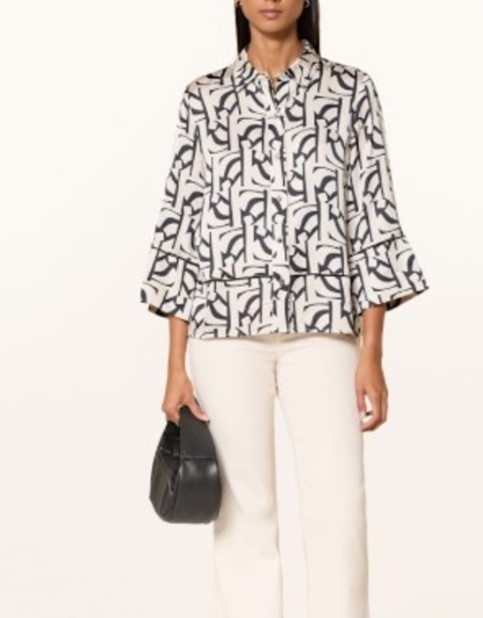 Marc Aurel Blouse Jasje Wijde Mouw Grafische Print Crème Varied
