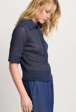 Kocca Nerina Polo/Blouse Donker Blauw  Fijn Gebreid