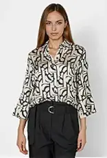 Marc Aurel Blouse Jasje Wijde Mouw Grafische Print Crème Varied