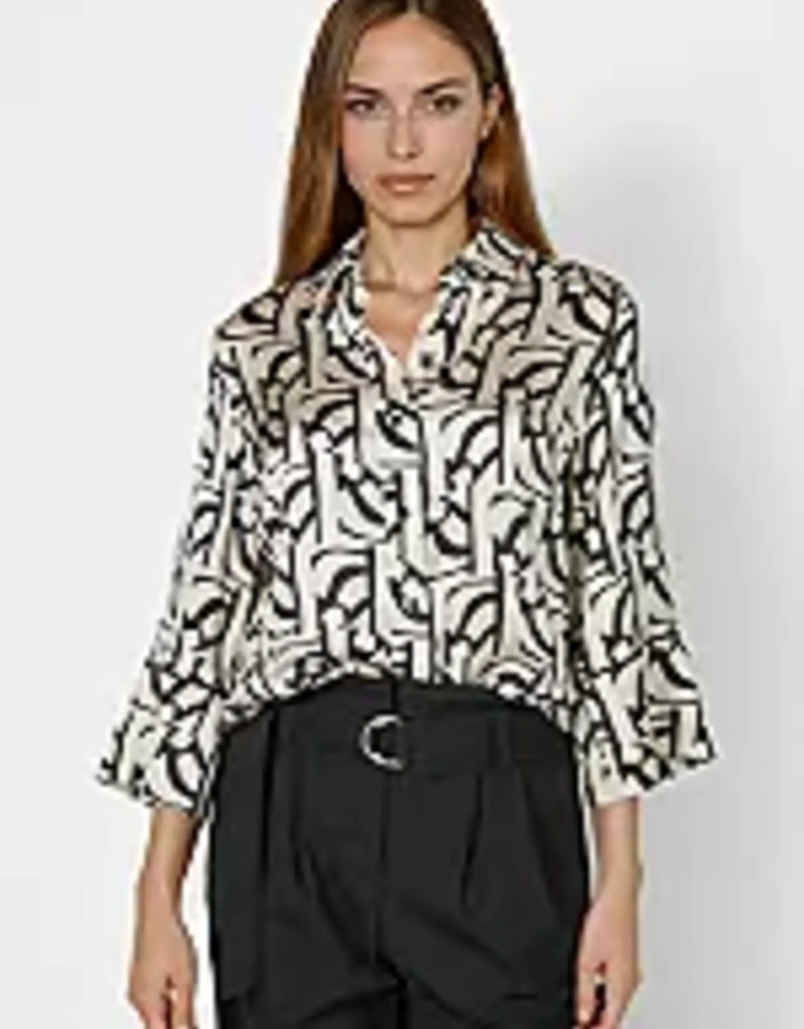 Marc Aurel Blouse Jasje Wijde Mouw Grafische Print Crème Varied