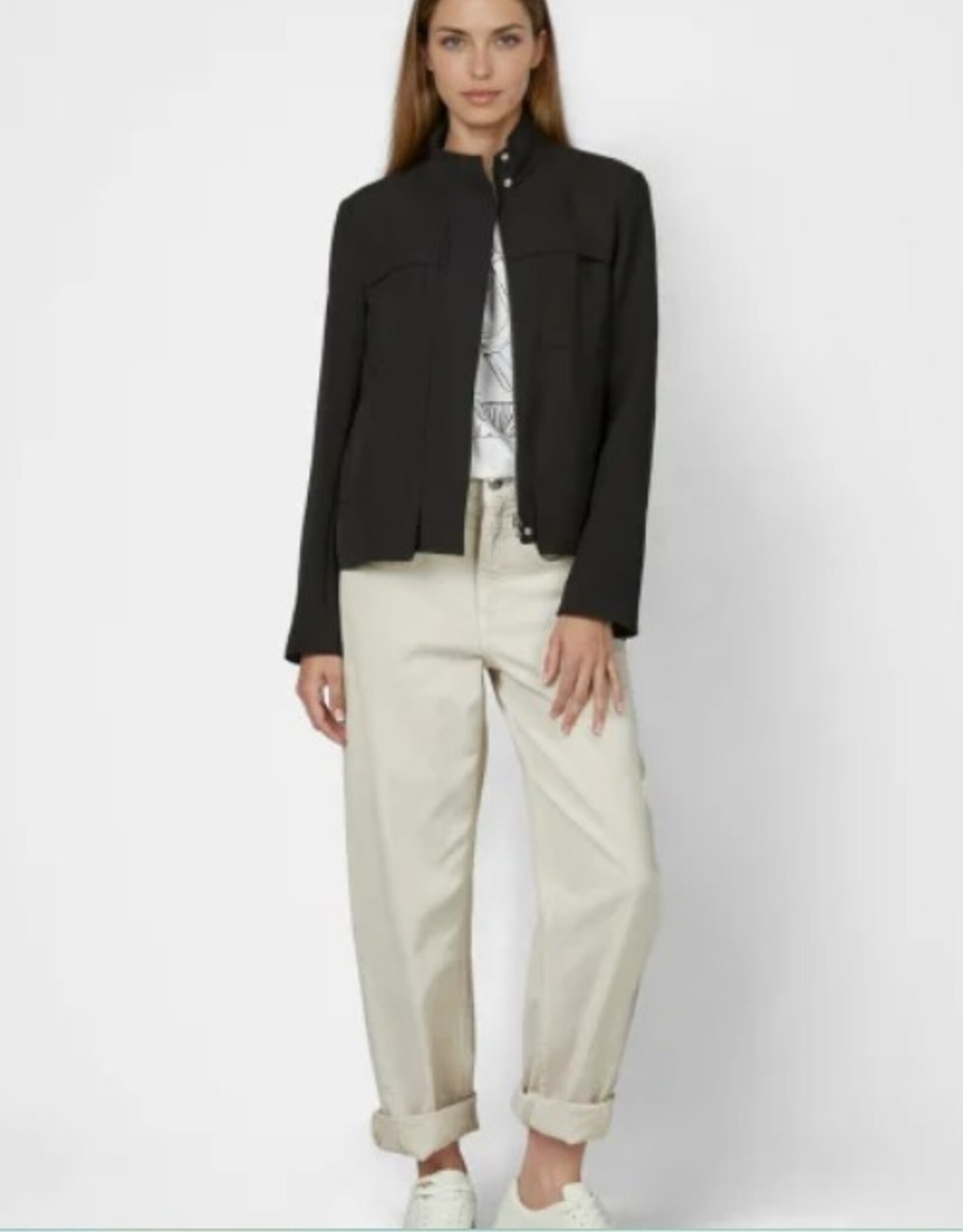 Marc Aurel Sportief Jack Opstaande Kraag Rits Zwart