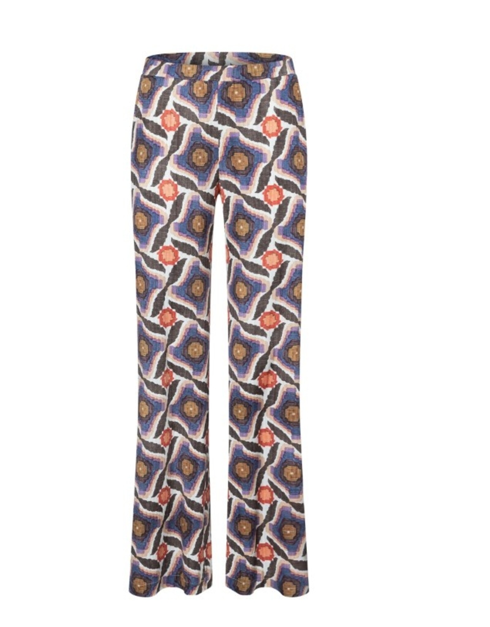 Ana Alcazar Pantalon Etnische Print Bruin Blauw Wit Coraal
