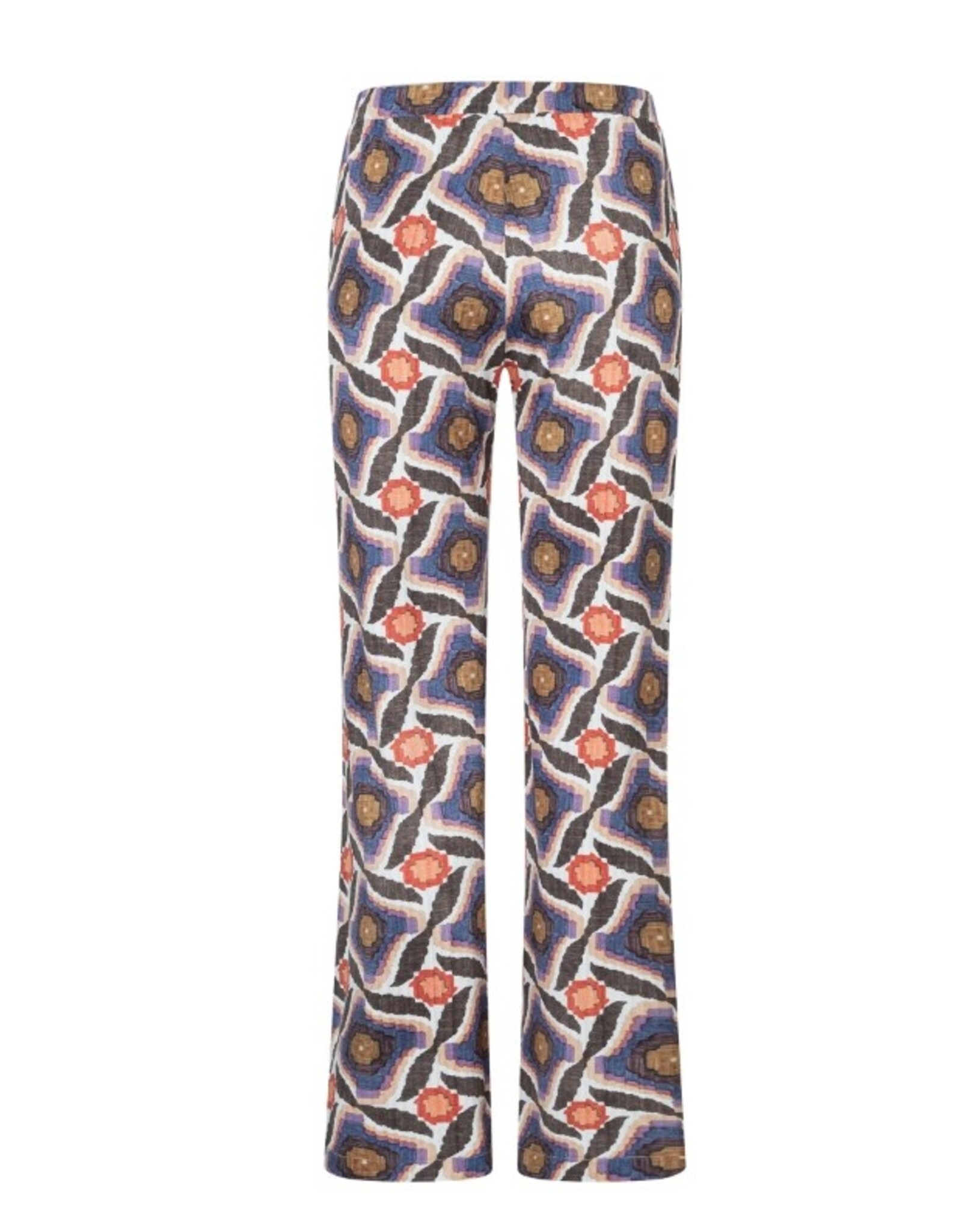 Ana Alcazar Pantalon Etnische Print Bruin Blauw Wit Coraal