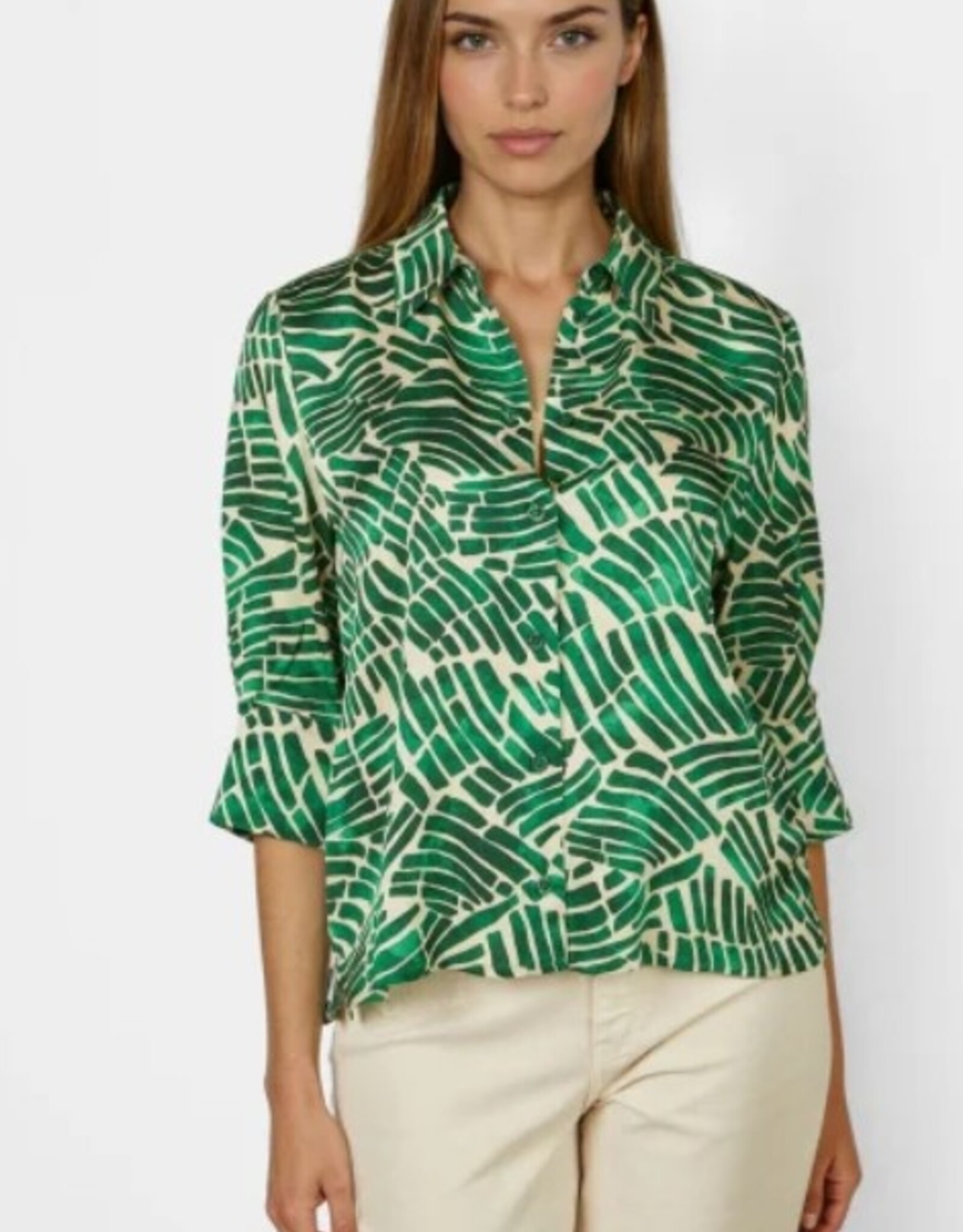 Marc Aurel Blouse Print Cream Green Varied