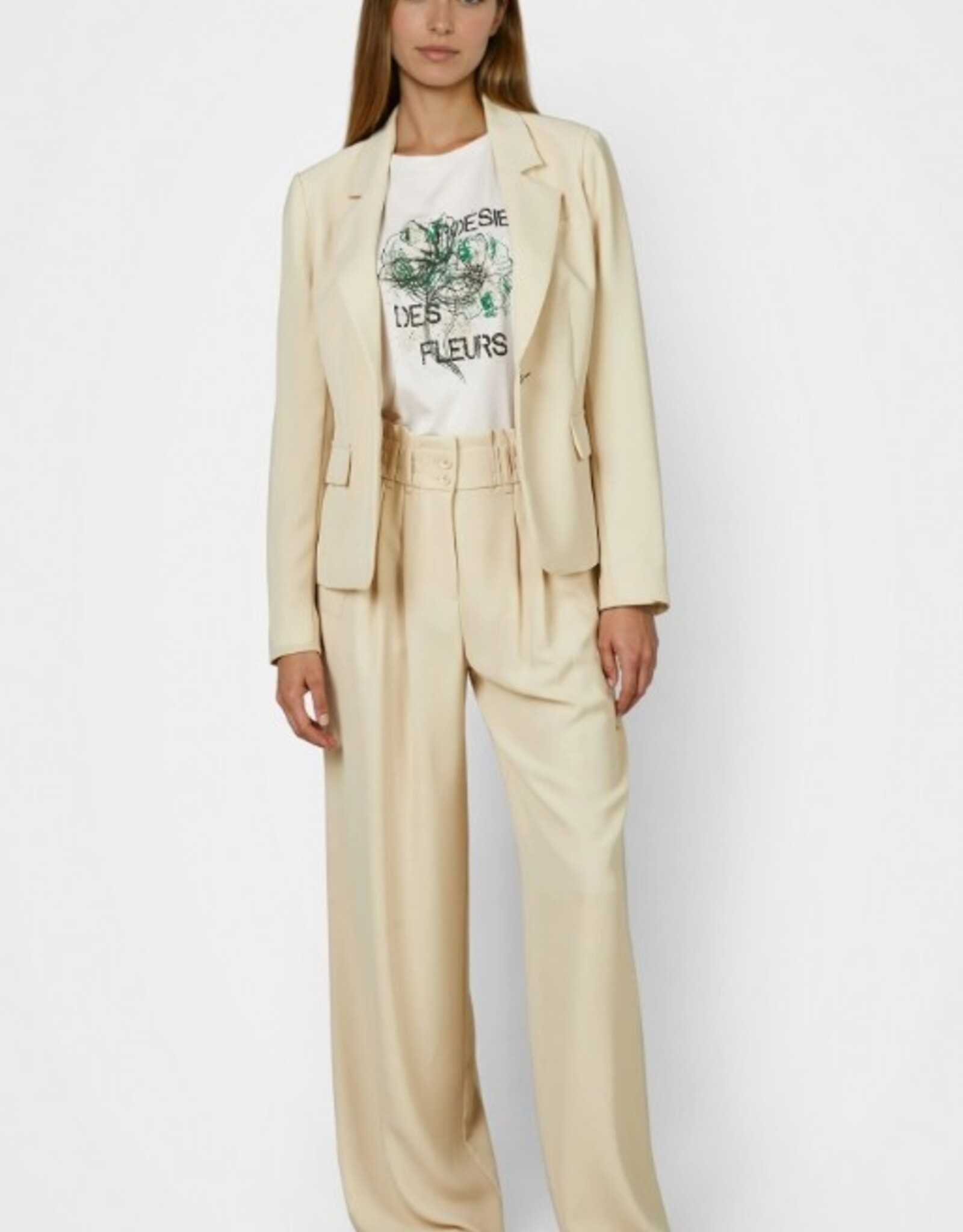 Marc Aurel Pantalon Wijd Elastic Band Cream