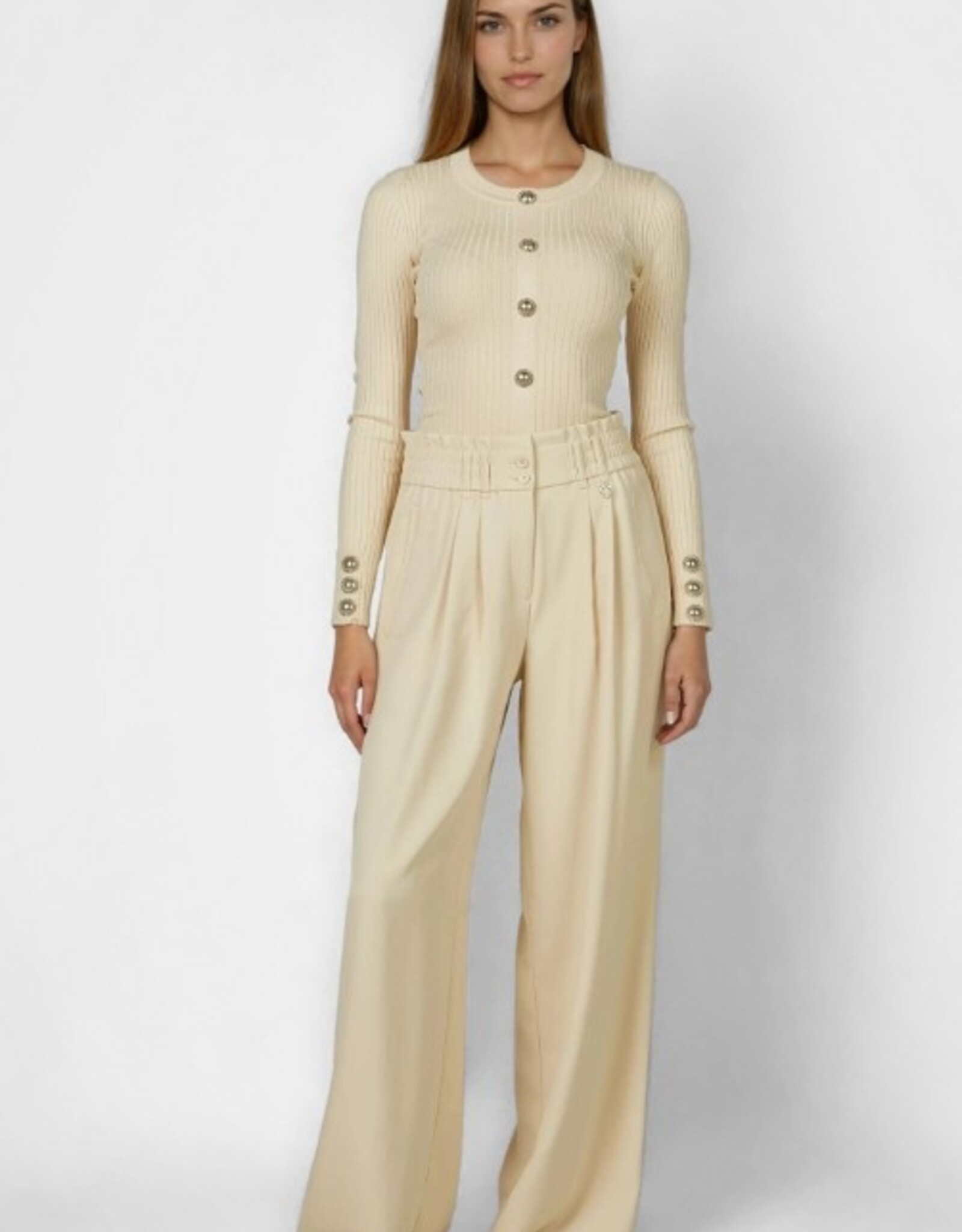 Marc Aurel Pantalon Wijd Elastic Band Cream