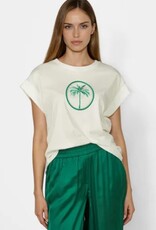 Marc Aurel T-Shirt Wit Print Groene Palm