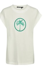 Marc Aurel T-Shirt Wit Print Groene Palm