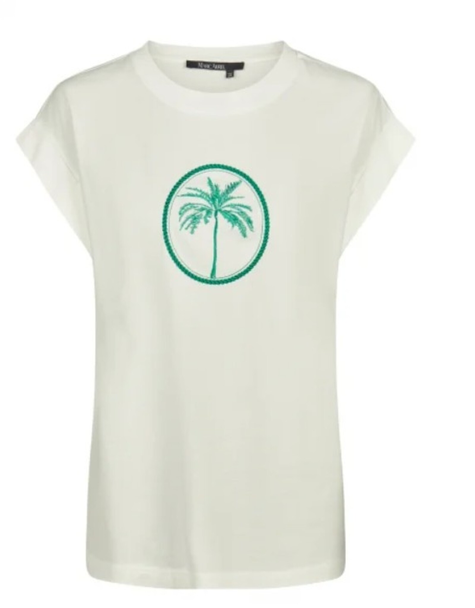 Marc Aurel T-Shirt Wit Print Groene Palm