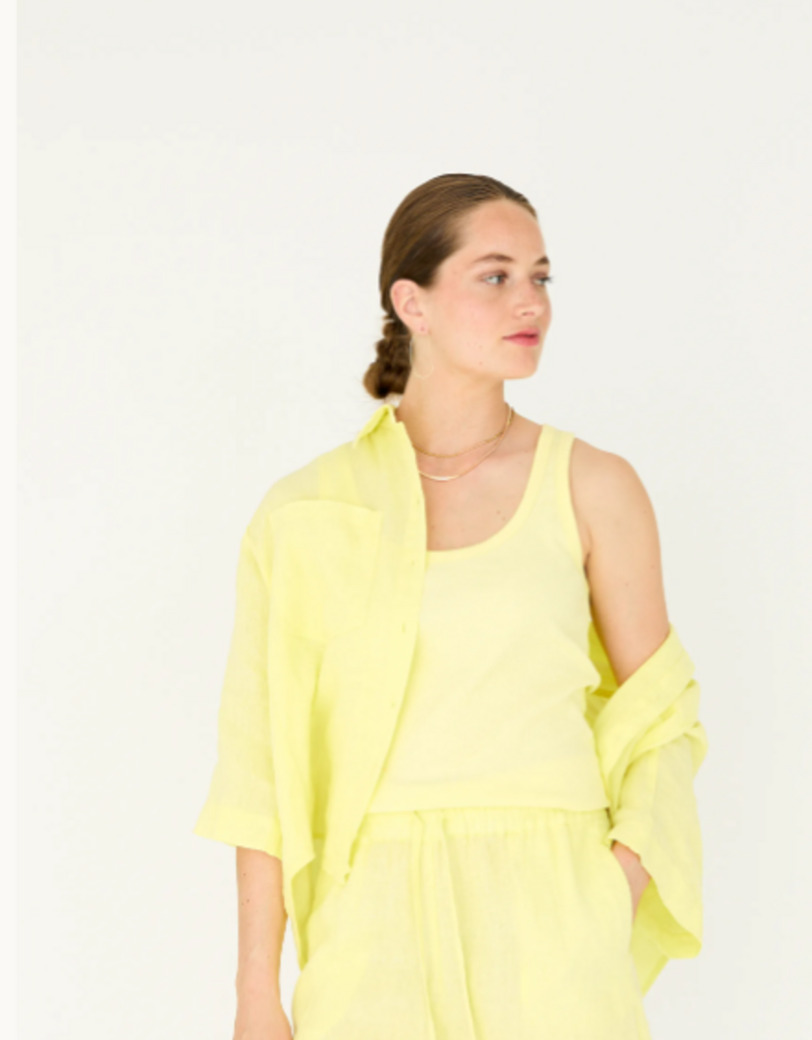 Bellamy Zouko Top Ribbel Pastel Yellow