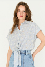 Bellamy Kosuke Blouse KM Blauw Wit Kant