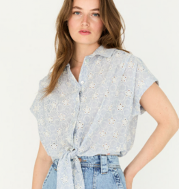 Bellamy Kosuke Blouse KM Blauw Wit Kant
