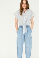 Bellamy Kosuke Blouse KM Blauw Wit Kant