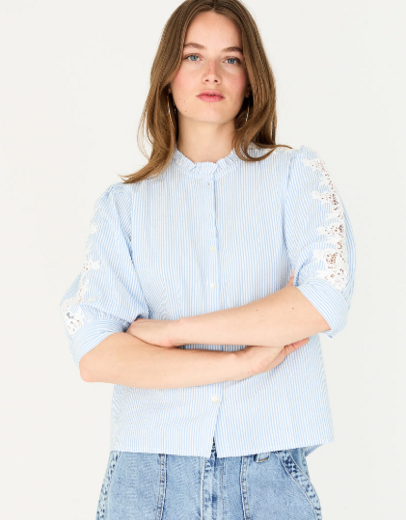 Bellamy Tamiko Blouse Sky Blue Stripe