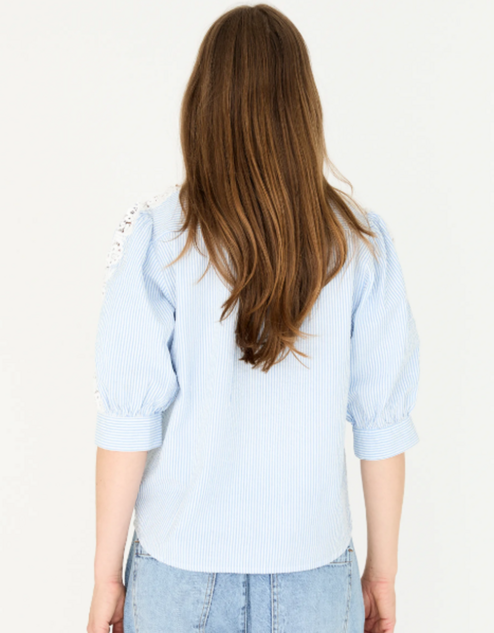 Bellamy Tamiko Blouse Sky Blue Stripe