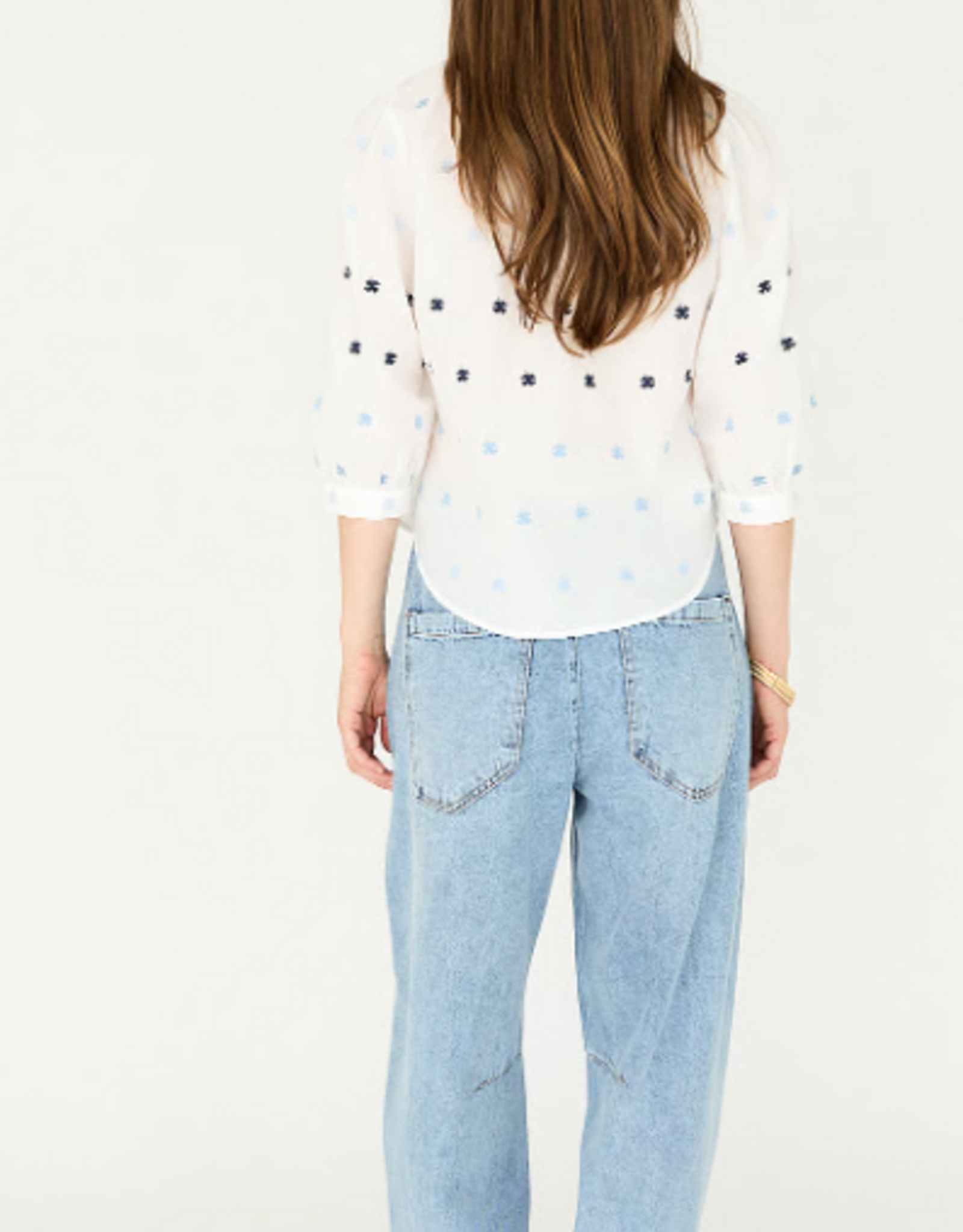 Bellamy Billie Blouse Bloem Design  Blauw Wit