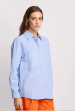 Kocca Blouse Geronide LM Borstzakken Streep Blauw Wit